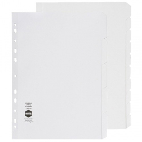 MARBIG MANILLA DIVIDERS A4 5 Tab Bulk Pk20 White