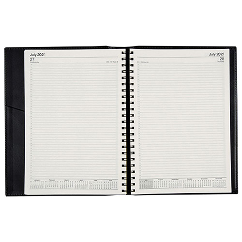 CUMBERLAND NORWICH SPIRAL BOUND DIARY A4, 1 Day To Page, 1/4 Hour, Black (2024)