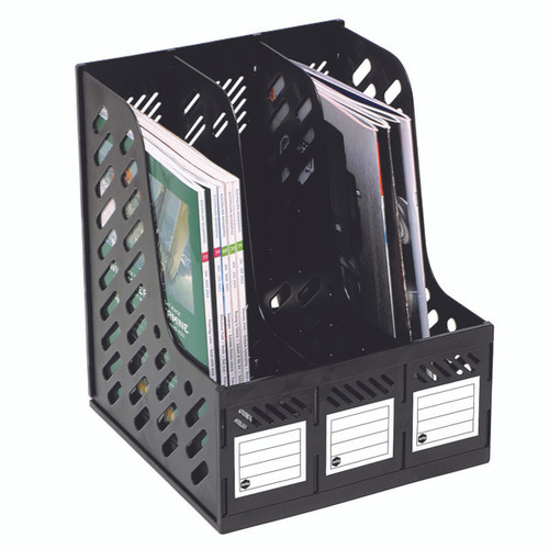 MARBIG SECTIONED MAGAZINE RACKS Black 3 Section