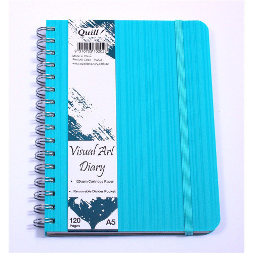 QUILL PREMIUM VISUAL ART DIARY A5 125gsm 120 Page Aqua