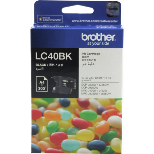 BROTHER LC-40BK ORIGINAL BLACK INK CARTRIDGE Suits DCPJ525W / J725DW / J925DW / MFCJ432W