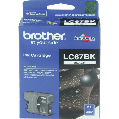 BROTHER LC-67 ORIGINAL BLACK INK CARTRIDGE Suits DCP 185C / 385C / 395CN / 585CW / 6690CW / J715W / MFC 490CW / 790CW / 795CW / 990CW / 5490CW / 5890CN / 6490CW / 6890CDW / J615W