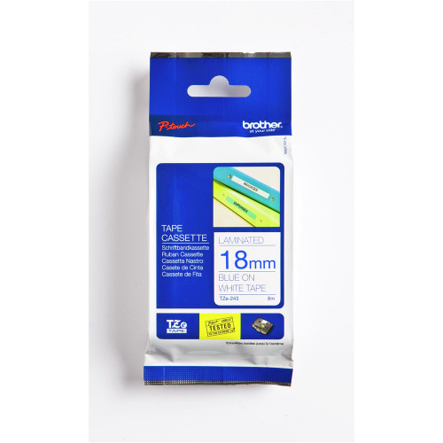 BROTHER TZE-243 PTOUCH TAPE 18mm x 8mtr Blue On White