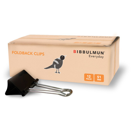 BIBBULMUN FOLDBACK CLIPS 51mm Pack of 12