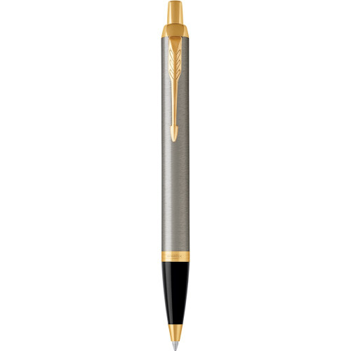 PARKER IM BALLPOINT PEN Brushed Metal Gold Trim Blue