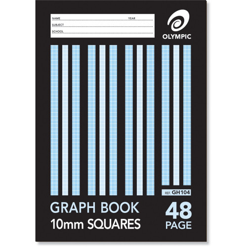 OLYMPIC GRAPH BOOK GH104 A4 297 x 210mm, 48 Pages, 10mm Graph Ruled (alternate code #NPM-EB6523)