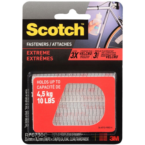 SCOTCH EXTREME FASTENER 25mmx7.6mm Clear Pack of 2