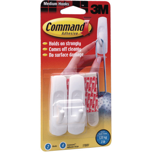 3M 17001 MEDIUM HOOK Medium White (Pack of 2)