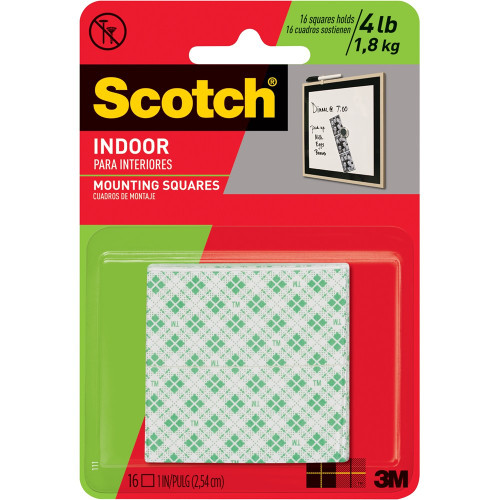 SCOTCH 111 HEAVY DUTY MOUNTING SQUARES 25.4x25.4mm, Pk16 70006584638