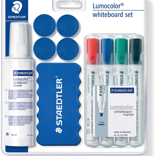 Staedtler 613 Lumocolor Whiteboard Set (Incl. Markers, Eraser, Magnets and Cleaner)
