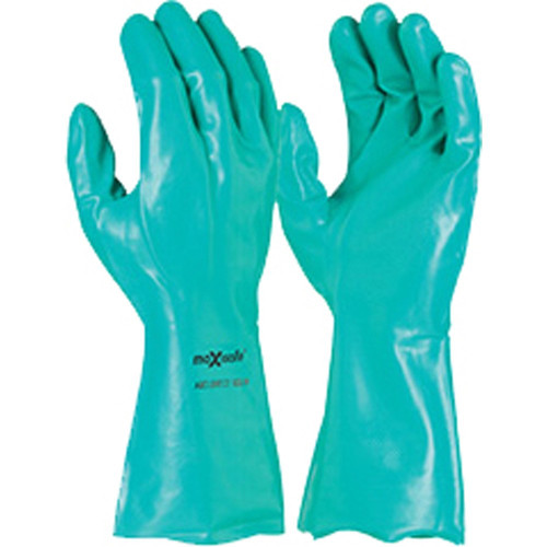 Maxisafe Chem Resistant Gloves Green Nitrile Chemical Glove 33cm, XL Pair