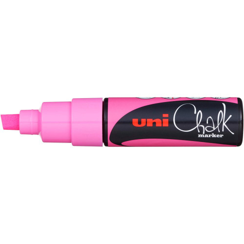 UNI CHALK MARKER 8mm Chisel Tip Fluoro Pink