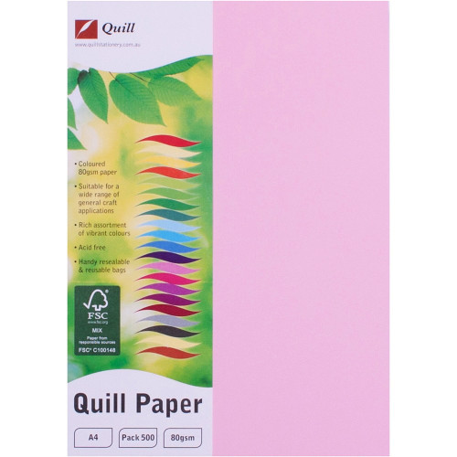 Quill Coloured Paper 80gsm A4 - Musk, Pack of 500 (90163)