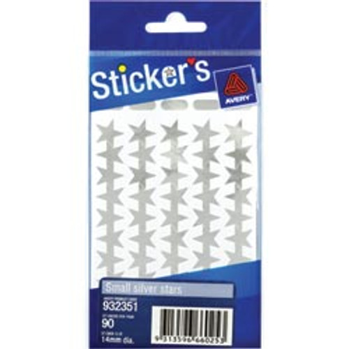 AVERY STICKER HANDIPACKS Small Silver Stars B/Pack, 10 Packs of 90 (900 stars)