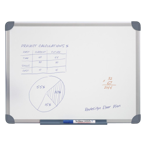 PENRITE ALUM FRAME WHITEBOARD Melamine 450x600mm *** While Stocks Last ***