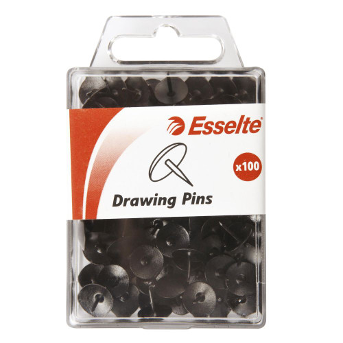 ESSELTE COLOURED DRAWING PINS Black, Pk100