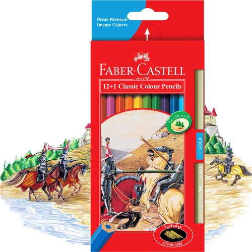 FABER-CASTELL COLOUR PENCILS Classic With a Gold Pencil, Pk12