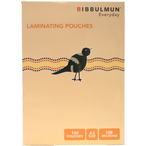 BIBBULMUN LAMINATING POUCHES A3 100 Micron Pack of 100