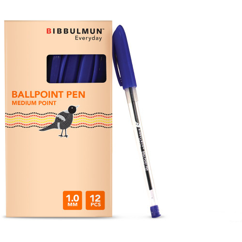 BIBBULMUN BALLPOINT PEN MEDIUM Blue Pack of 12