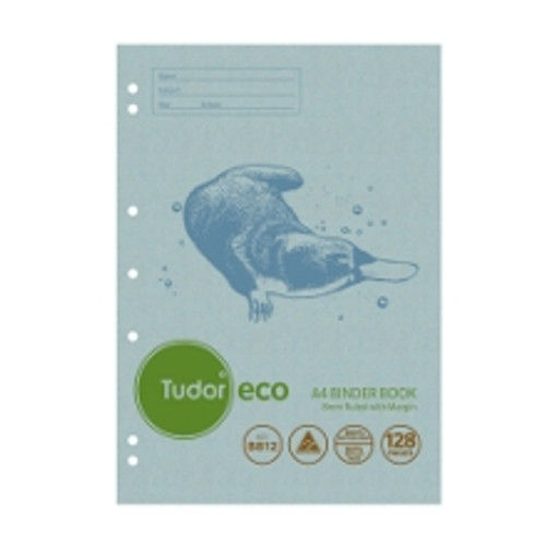 TUDOR ECO BINDER BOOK B812 A4 297 x 210mm, 128 Pages, 8mm Feint Ruled with Margin
