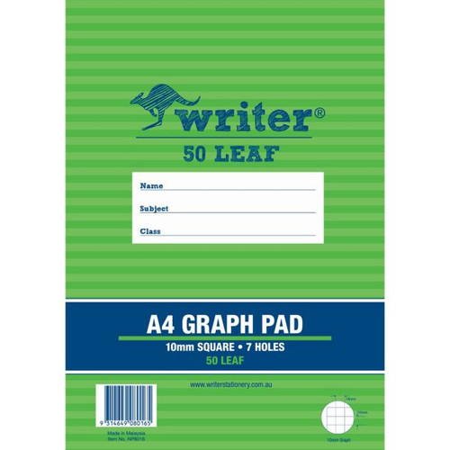 A4 10MM 50 LEAF GRAPH PAD 297X210MM