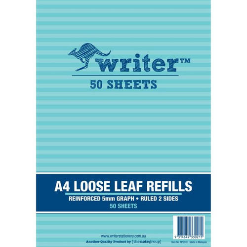 A4 BINDER REFILLS PK50 5MM GRAPH