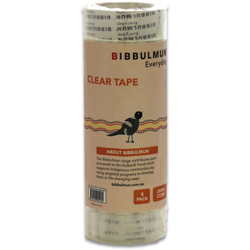 BIBBULMUN OFFICE TAPE 18mmX33m Clear Pack of 8