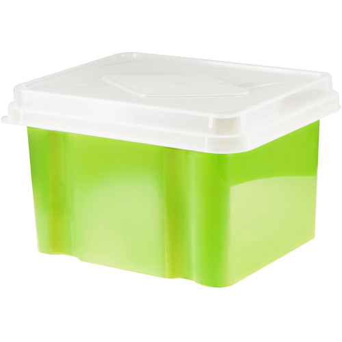 ITALPLAST 32 Litre Storage / File Box - Lime Base / Clear Lid, Each