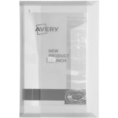 AVERY POLY DOCUMENT WALLET TRANSPARENT FOOLSCAP HOOK & LOOP CLEAR Holds 50 Sheets