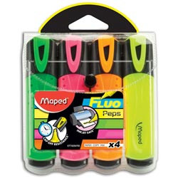 MAPED HIGHLIGHTER Wlt 4,Yellow,Pink,Orange,Green