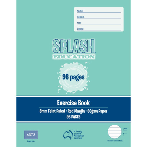 WRITER 225X175MM 96PG EXERCISE BOOK 8MM RULED + MARGIN