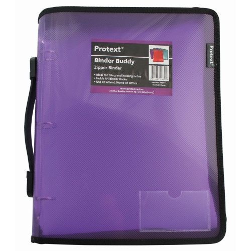 BINDER BUDDY WITH ZIPPER 25MM 3 RING WITH HANDLE - PURPLE