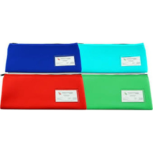 NEOPRENE PENCIL CASE 1 ZIP 34CM X 17CM NAME CARD INSERT RED