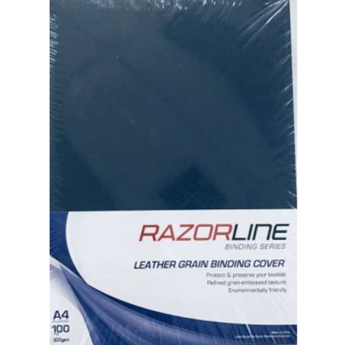 RAZORLINE A4 LEATHER GRAIN BINDING COVERS Navy, Pk100