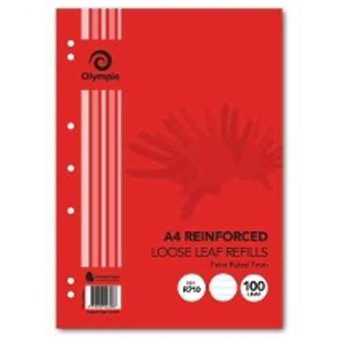 OLYMPIC REINFORCED REFILLS R710 A4 297 x 210mm, 100 Leaf, 7mm Ruled with Red Margin (140980)