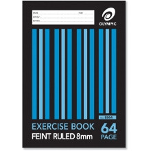 Olympic Exercise Book E864 A4 64 Page 8mm Feint Ruled with Margin (140749/ 195004)