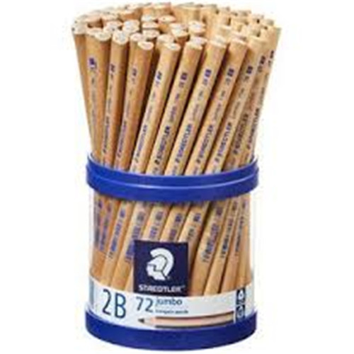 Staedtler 119 Natural Jumbo Triangular Pencil - 2B, Cup of 72