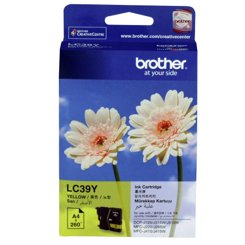 BROTHER LC-39 ORIGINAL YELLOW INK CARTRIDGE Suits DCP J125 / J315W / J515W / MFC J220 / J265W / J410 /J415W / DCP J140W