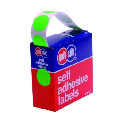 QUIKSTIK LABEL DISPENSER CIRCLE 24mm, Fluoro Yellow Pack of 400