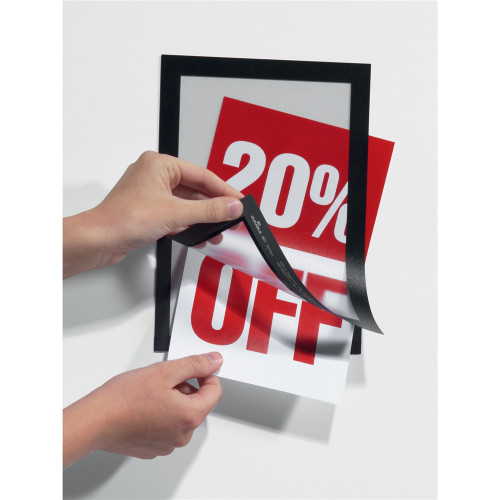 DURABLE MAGAFRAME SIGN HOLDER A5 Adhesive Back Black Pack 2