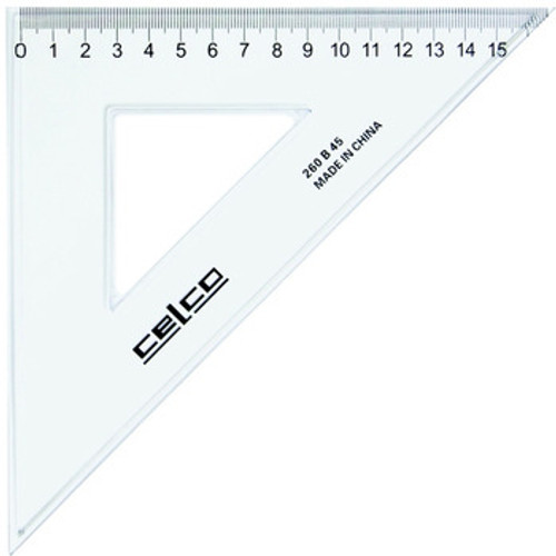 CELCO 45 DEGREE SET SQUARES 26CM CLEAR