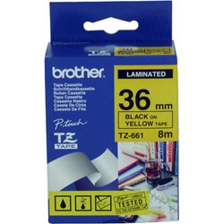 BROTHER TZE-661 PTOUCH TAPE 36mm x 8mtr Black On Yellow