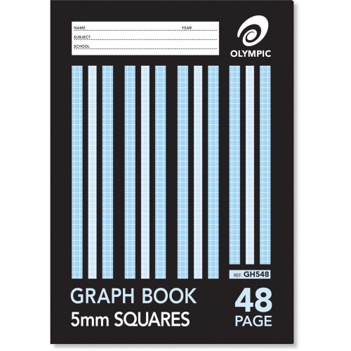 OLYMPIC GRAPH BOOK GH548 A4 297 x 210mm, 48 Pages, 5mm Graph Ruled