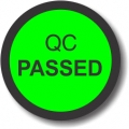 QC PASSED ADHESIVE LABEL 20mm Diameter Green, Bx100