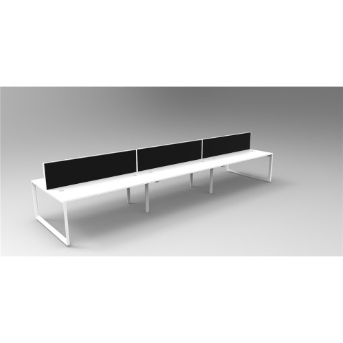 RAPID INFINITY LOOP END LEG Workstation White 1500x700mm 6 Person Doubleside W/Screen