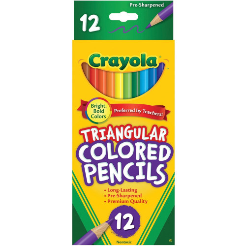 CRAYOLA TRIANGULAR PENCILS 12 Full Size Colored 68 4214