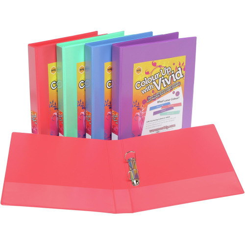 MARBIG VIVID INSERT BINDER A4 2D 25mm Pink