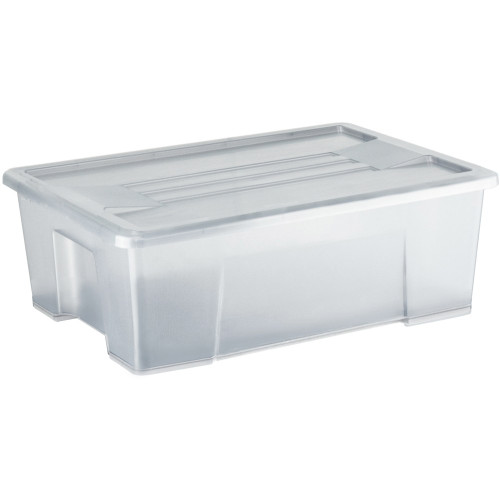 ITALPLAST Storage Box with Lid 10 Litre - Transparent Graphite (Clear), Each