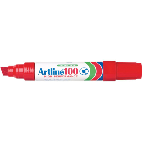 ARTLINE 100 PERMANENT MARKERS Large Chisel Red Each