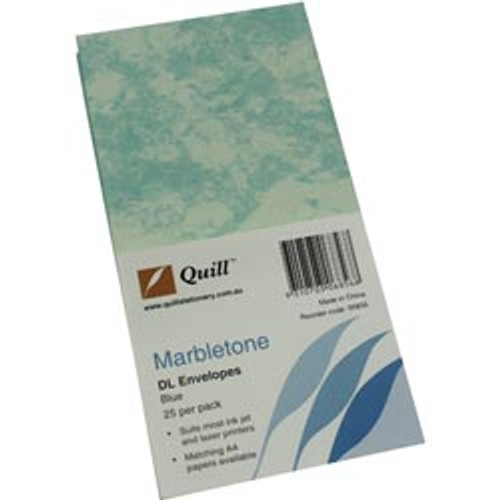 QUILL DL MARBLETONE ENVELOPES Blue, Pk25